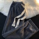 Men's Straight Culottes Wide Leg Sweatpants Drawstring Elastic Waist Solid Color Comfort Breathable Pants Casual Daily Corduroy Sports Fashion Black Grey Micro-elastic / Elasticity