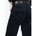 Men's Dress Pants Pocket Solid Color Breathable Outdoor Full Length Pants Business Casual Corduroy Casual Trousers Black Fuchsia Micro-elastic
