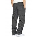 Men's Straight Sweatpants Joggers Drawstring Elastic Waist Multi Pocket Solid Color Pants Casual Daily Sports Streetwear Loose Fit White Black