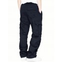 Men's Straight Sweatpants Joggers Drawstring Elastic Waist Multi Pocket Solid Color Pants Casual Daily Sports Streetwear Loose Fit White Black