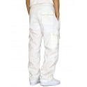 Men's Straight Sweatpants Joggers Drawstring Elastic Waist Multi Pocket Solid Color Pants Casual Daily Sports Streetwear Loose Fit White Black
