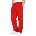 Men's Straight Sweatpants Joggers Drawstring Elastic Waist Multi Pocket Solid Color Pants Casual Daily Sports Streetwear Loose Fit White Black