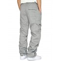 Men's Straight Sweatpants Joggers Drawstring Elastic Waist Multi Pocket Solid Color Pants Casual Daily Sports Streetwear Loose Fit White Black