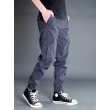 Men's Trousers Cargo Pants Work Pants Drawstring Elastic Waist Multiple Pockets Solid Color Comfort Breathable Pants Casual Daily Sports Fashion ArmyGreen Black Micro-elastic