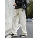Men's Chinos Trousers Patchwork Multiple Pockets Elastic Drawstring Design Color Block Solid Colored Comfort Breathable Full Length Pants Casual Daily Corduroy Chic & Modern Big and Tall Loose Fit
