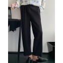 Men's Straight Sweatpants Trousers Elastic Waist Solid Color Comfort Breathable Pants Casual Daily Cotton Blend Sports Fashion Black Micro-elastic / Elasticity