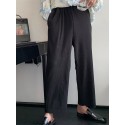 Men's Straight Sweatpants Trousers Elastic Waist Solid Color Comfort Breathable Pants Casual Daily Cotton Blend Sports Fashion Black Micro-elastic / Elasticity