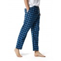 Men's Chinos Pajamas Plaid Checkered Full Length Pants Home Christmas Basic Loose Fit Smoky gray Black Micro-elastic