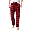 Men's Chinos Pajamas Plaid Checkered Full Length Pants Home Christmas Basic Loose Fit Smoky gray Black Micro-elastic