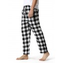 Men's Chinos Pajamas Plaid Checkered Full Length Pants Home Christmas Basic Loose Fit Smoky gray Black Micro-elastic