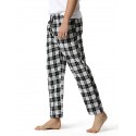 Men's Chinos Pajamas Plaid Checkered Full Length Pants Home Christmas Basic Loose Fit Smoky gray Black Micro-elastic