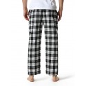 Men's Chinos Pajamas Plaid Checkered Full Length Pants Home Christmas Basic Loose Fit Smoky gray Black Micro-elastic