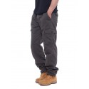 Men's Trousers Work Pants Winter Pants Zipper Multiple Pockets Solid Color Comfort Breathable Pants Casual Daily Fashion Plus velvet ArmyGreen Black Micro-elastic