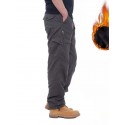 Men's Trousers Work Pants Winter Pants Zipper Multiple Pockets Solid Color Comfort Breathable Pants Casual Daily Fashion Plus velvet ArmyGreen Black Micro-elastic