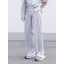 Men's Straight Trousers Winter Pants Drawstring Elastic Waist Solid Color Comfort Breathable Pants Casual Daily Corduroy Sports Fashion Loose Fit Black Purple Micro-elastic / Elasticity