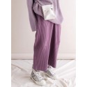 Men's Straight Trousers Winter Pants Drawstring Elastic Waist Solid Color Comfort Breathable Pants Casual Daily Corduroy Sports Fashion Loose Fit Black Purple Micro-elastic / Elasticity