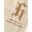 Men's Straight Sweatpants Trousers Embroidered Drawstring Elastic Waist Letter Comfort Breathable Pants Casual Daily Corduroy Sports Fashion Black Beige Micro-elastic / Elasticity