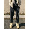 Men's Sweatpants Joggers Trousers Drawstring Elastic Waist Solid Color Comfort Breathable Pants Casual Daily Corduroy Sports Fashion Black Grey Micro-elastic / Elasticity