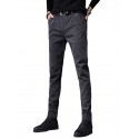 Men's Straight Trousers Winter Pants Drawstring Elastic Waist Solid Color Comfort Breathable Pants Casual Daily Corduroy Sports Fashion Loose Fit Black Dark Gray Micro-elastic / Elasticity