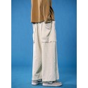 Men's Women's Straight Solid Color Sports Full Length Pants Casual Daily Corduroy Sports Buddha Pants Loose Fit White Black Inelastic / Plus Size / Drawstring