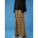 Men's Women's Straight Solid Color Sports Full Length Pants Casual Daily Corduroy Sports Buddha Pants Loose Fit White Black Inelastic / Plus Size / Drawstring