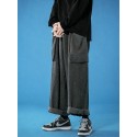 Men's Women's Straight Solid Color Sports Full Length Pants Casual Daily Corduroy Sports Buddha Pants Loose Fit White Black Inelastic / Plus Size / Drawstring