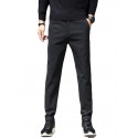 Men's Straight Trousers Casual Pants Pocket Solid Color Comfort Breathable Pants Casual Daily Cotton Blend Stylish Simple Black Blue Micro-elastic