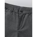 Men's Straight Trousers Casual Pants Pocket Solid Color Comfort Breathable Pants Casual Daily Cotton Blend Stylish Simple Black Blue Micro-elastic