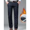 Men's Straight Trousers Casual Pants Pocket Solid Color Comfort Breathable Pants Casual Daily Stylish Simple ArmyGreen Black Micro-elastic