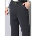 Men's Straight Trousers Casual Pants Pocket Solid Color Comfort Breathable Pants Casual Daily Stylish Simple ArmyGreen Black Micro-elastic