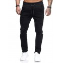 Men's Jogging Running Sweatpants Casual Solid Drawstring Gym Athletic Pants Trendy Fitted Slim Mid-Waist Track Pants Army Green