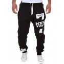Men's Sporty Active Loose Active Relaxed Drawstring Print Full Length Pants Street Sports Micro-elastic Letter Mid Waist Loose Black / Red White Black Dark Gray Light gray S M L XL XXL / Weekend