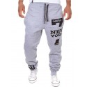 Men's Sporty Active Loose Active Relaxed Drawstring Print Full Length Pants Street Sports Micro-elastic Letter Mid Waist Loose Black / Red White Black Dark Gray Light gray S M L XL XXL / Weekend