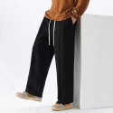 Men's Straight Sweatpants Trousers Drawstring Elastic Waist Solid Color Comfort Breathable Pants Casual Daily Sports Fashion Black Light gray Micro-elastic / Elasticity