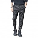 Men's Sweatpants Trousers Tapered pants Drawstring Elastic Waist Solid Color Camouflage Comfort Breathable Pants Casual Daily Cotton Blend Sports Fashion Black Camouflage Micro-elastic / Elasticity