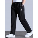 Men's Straight Pants Sweatpants Drawstring Solid Color Plain Patterned Outdoor Sports Full Length Pants Daily Leisure Sports Casual / Sporty Athleisure Black Gray Micro-elastic