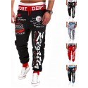 Men's Sporty Basic Essential Chinos Sweatpants Drawstring Patchwork Full Length Pants Micro-elastic Geometric Pattern Letter Printed Mid Waist White Black Blue Gray Red S M L XL XXL