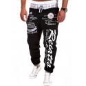 Men's Sporty Basic Essential Chinos Sweatpants Drawstring Patchwork Full Length Pants Micro-elastic Geometric Pattern Letter Printed Mid Waist White Black Blue Gray Red S M L XL XXL
