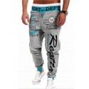 Men's Sporty Basic Essential Chinos Sweatpants Drawstring Patchwork Full Length Pants Micro-elastic Geometric Pattern Letter Printed Mid Waist White Black Blue Gray Red S M L XL XXL