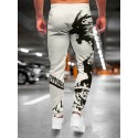 Men's Joggers Sweatpants Trousers Drawstring 3D Print Elastic Waist Graphic Animal Abstract Outdoor Sports Full Length Pants Casual Daily Designer Casual / Sporty Black / White Micro-elastic