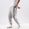 Men's Casual Sweatpants Basketball Pants Tear Away Pants Button Down Striped Easy To Wear High Split Snap Button Jogger Pants with Pocket Workout (Black, XXL)