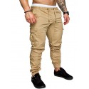 Men's Sweatpants Joggers Cargo Pants Drawstring Elastic Waist Multi Pocket Solid Color Pants Sports Outdoor Daily Wear Cotton Casual White Black