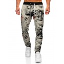 Men's Joggers Sweatpants Trousers Drawstring Elastic Waist Graphic Letter Graphic Prints Breathable Outdoor Full Length Pants Daily Streetwear Sports 3D Print White Black Micro-elastic