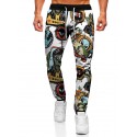 Men's Joggers Sweatpants Trousers Drawstring Elastic Waist Graphic Letter Graphic Prints Breathable Outdoor Full Length Pants Daily Streetwear Sports 3D Print White Black Micro-elastic