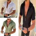 Men's Hoodie Jacket Hoodie Solid Color Sport Athleisure Shirt Short Sleeve Breathable Soft Comfortable Everyday Use Street Casual Athleisure Daily Outdoor