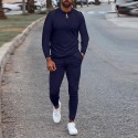 Men's Side Stripe Zipper Jacket Drawstring Waistband Tracksuit Casual Tracksuit Long Sleeve Running Jogging Athletic Sports Set Tracksuits Sweatshirt Joggers Color Block Sweatsuit 2 Pcs A266 Blue