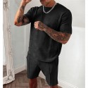 Men's 2 Piece Set Drawstring Zipper Crew Neck Stripes Sport Athleisure Clothing Suit Short Sleeves Breathable Soft Comfortable Everyday Use Street Casual Athleisure Daily Activewear Outdoor