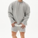 Men's Sweatshirt Running Shirt Long Sleeve Sweatshirt Winter Cotton Breathable Soft Fitness Running Walking Sportswear Solid Colored Black Grey Light Grey Activewear Micro-elastic