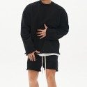 Men's Sweatshirt Running Shirt Long Sleeve Sweatshirt Winter Cotton Breathable Soft Fitness Running Walking Sportswear Solid Colored Black Grey Light Grey Activewear Micro-elastic
