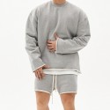 Men's Sweatshirt Running Shirt Long Sleeve Sweatshirt Winter Cotton Breathable Soft Fitness Running Walking Sportswear Solid Colored Black Grey Light Grey Activewear Micro-elastic